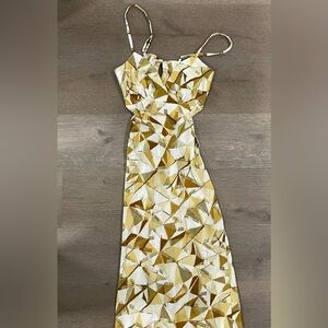 Geometric Gold and Cream Dress